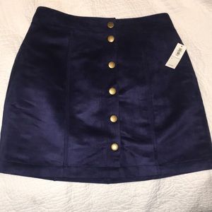 Navy suede skirt